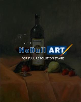 Still Life - Wine And Fruit - Oil